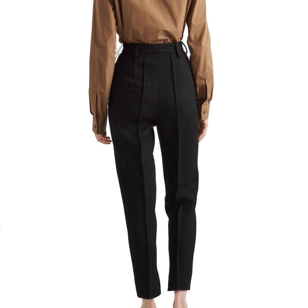 Prada Black Virgin Wool Casual Women's Pants