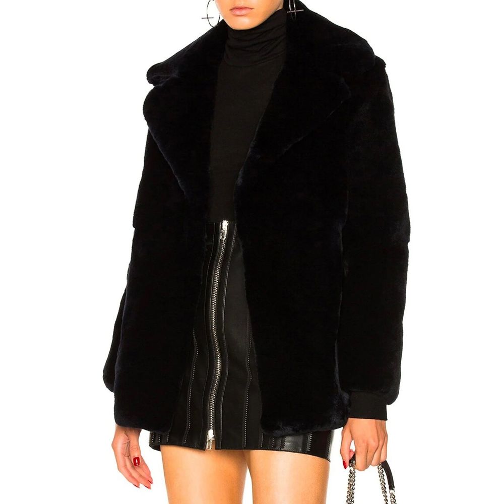 Alberta Ferretti Blue Rabbit Fur Women's Coat