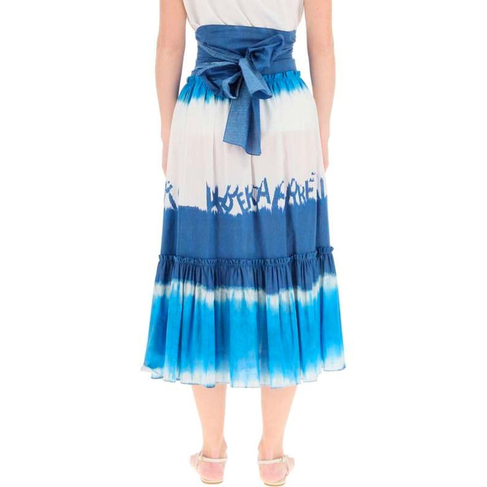 Alberta Ferretti Blue Cotton Midi Women's Skirt