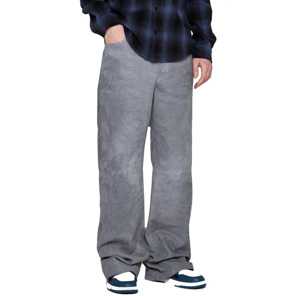 Amiri Gray Leather Men's Pants