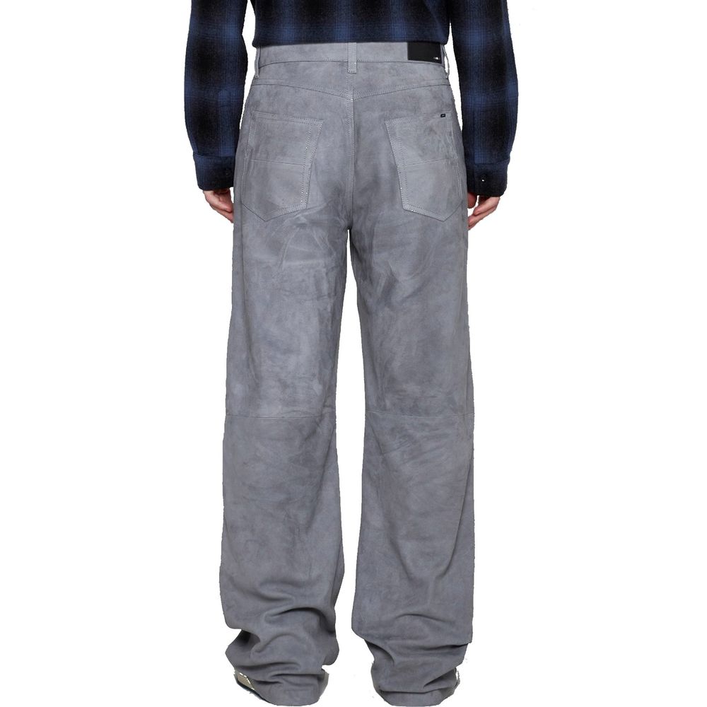 Amiri Gray Leather Men's Pants