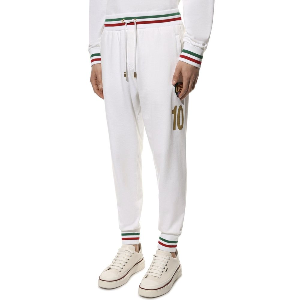 Dolce & Gabbana White Cotton Joggers (Workout Men's Pants)