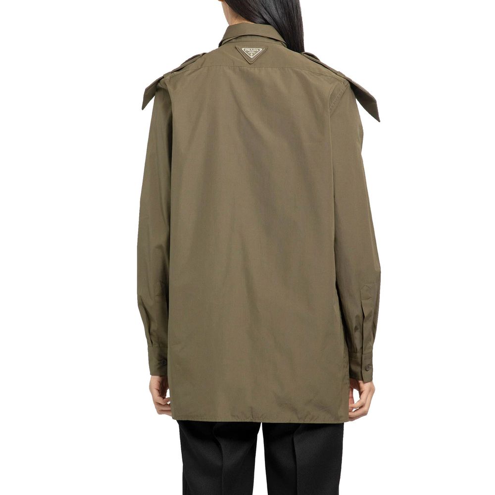 Prada Bicolor Cotton Dress Women's Shirt