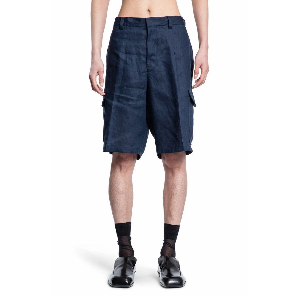 Prada Blue Linen Bermuda Men's Shorts