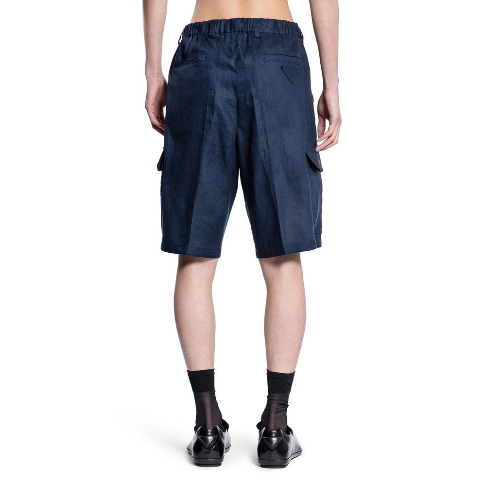 Prada Blue Linen Bermuda Men's Shorts