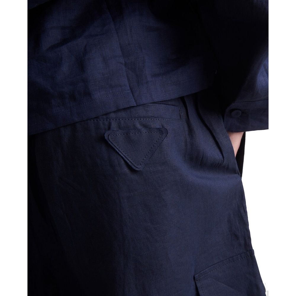 Prada Blue Linen Bermuda Men's Shorts