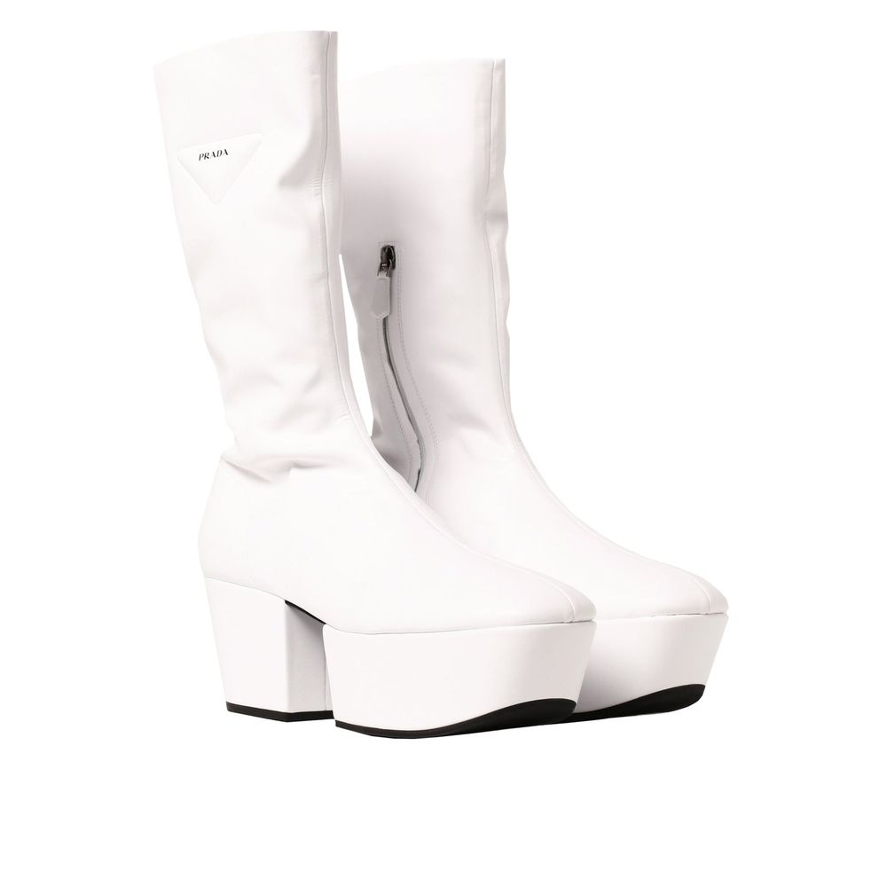 Prada White Polyethylene Lace-Up Women's Boots