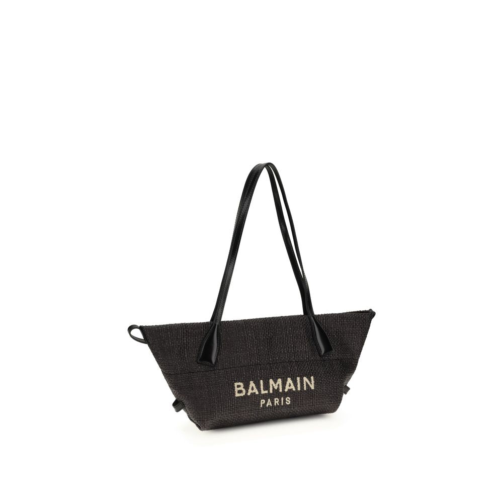 Balmain Black Raffia Shoulder Women's Bag