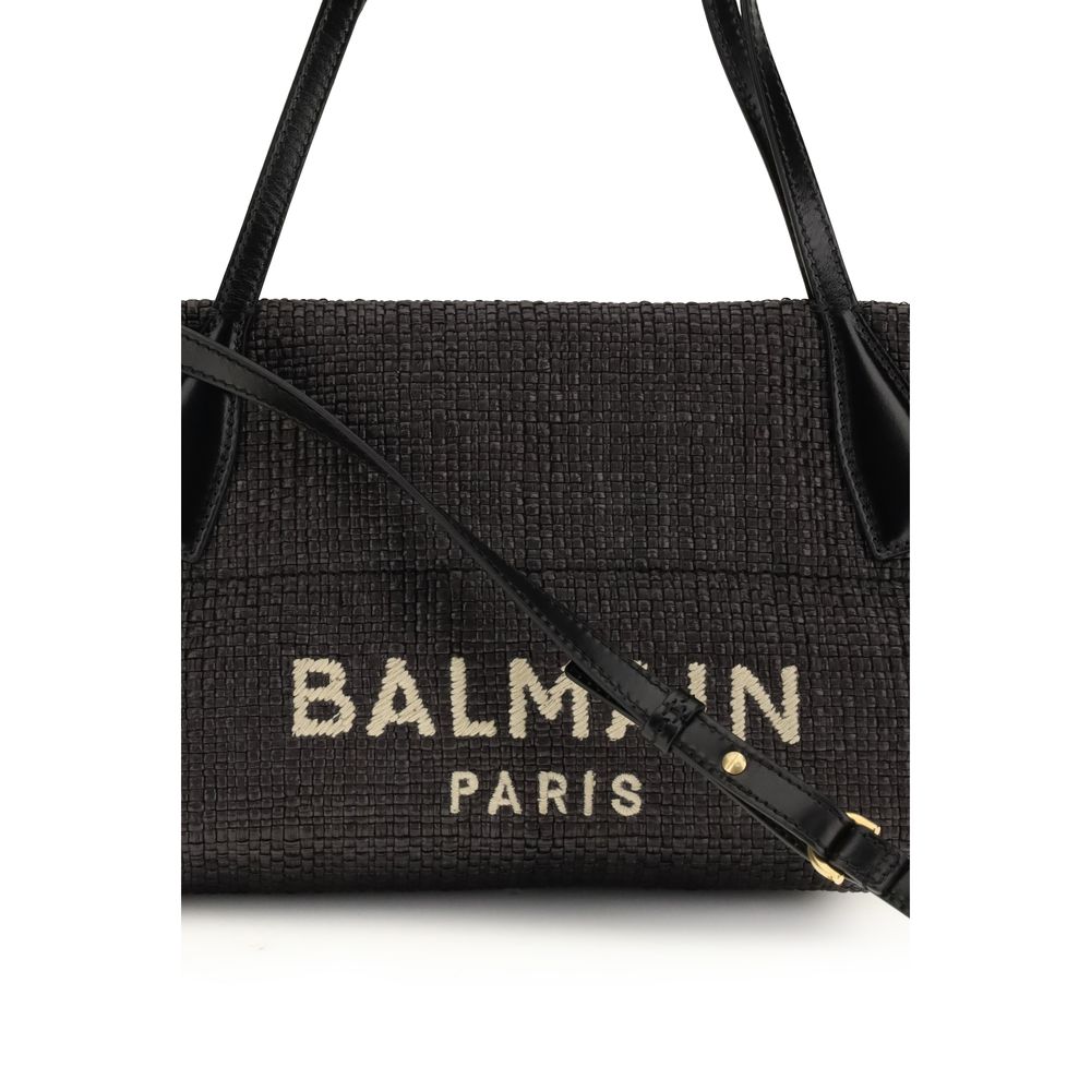Balmain Black Raffia Shoulder Women's Bag