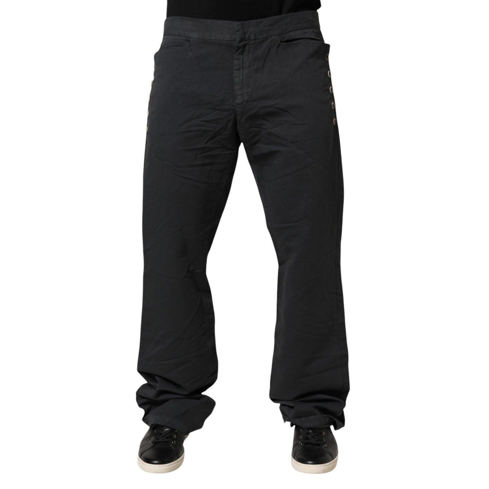 Just Cavalli Black Straight Fit Mid Waist Denim Trouser Men's Jeans