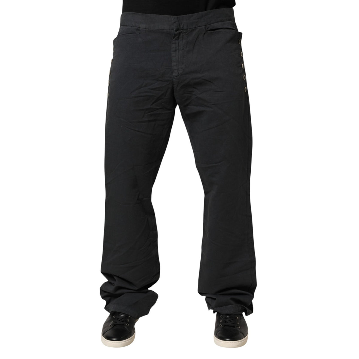 Just Cavalli Black Straight Fit Mid Waist Denim Trouser Men's Jeans