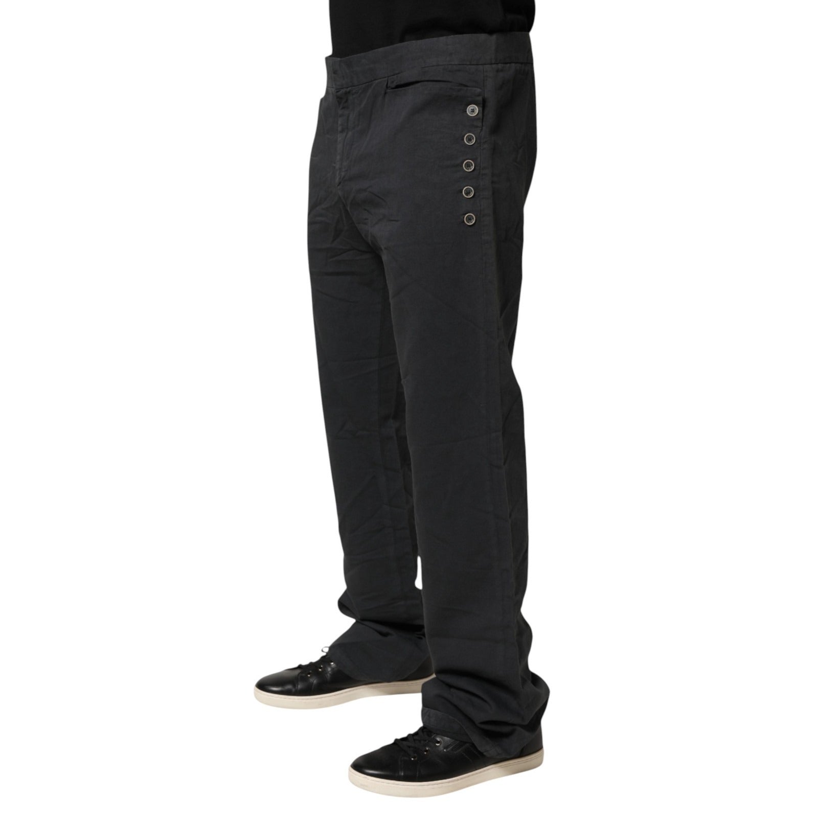 Just Cavalli Black Straight Fit Mid Waist Denim Trouser Men's Jeans