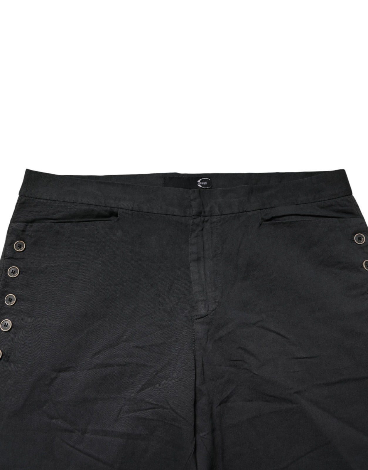 Just Cavalli Black Straight Fit Mid Waist Denim Trouser Men's Jeans