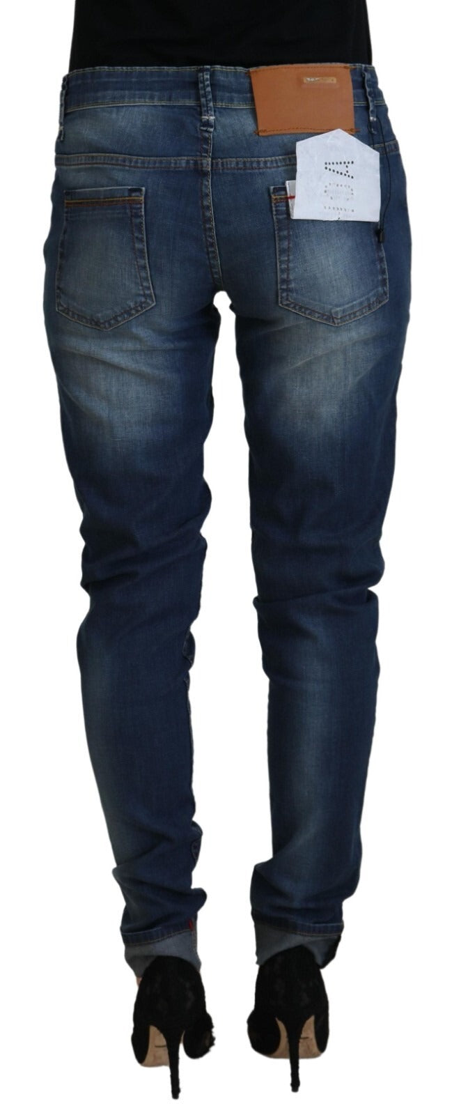 Acht Blue Washed Cotton Slim Fit Women Denim Pants Women's Jeans