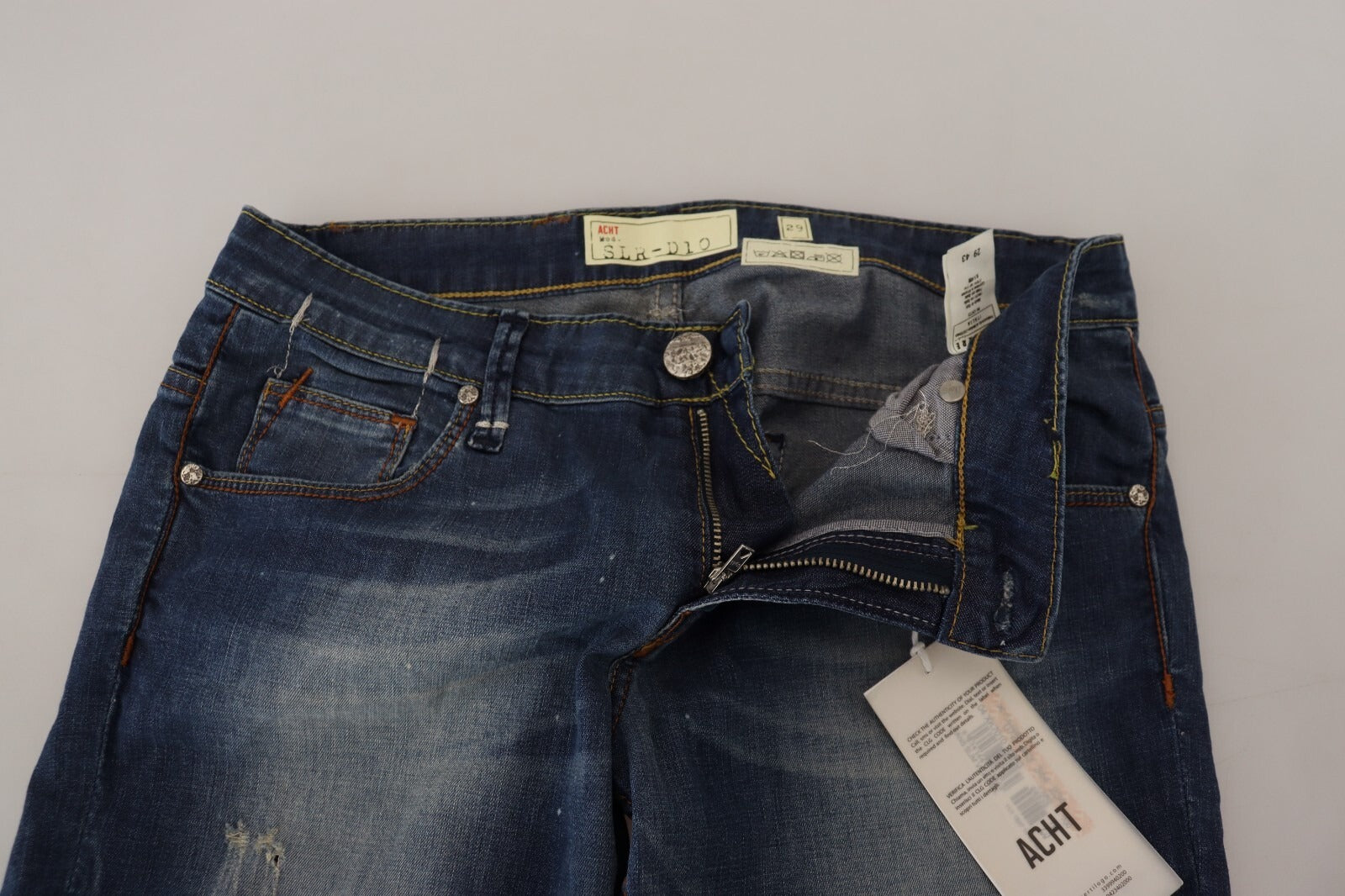 Acht Blue Washed Cotton Slim Fit Women Denim Pants Women's Jeans