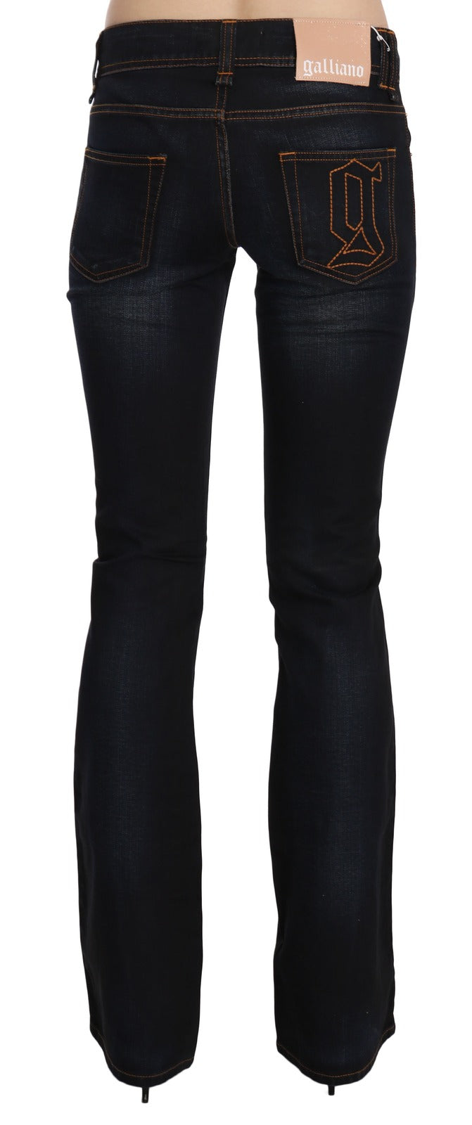 John Galliano Blue Washed Mid Waist Regular Leg Boot Cut Denim Women's Jeans