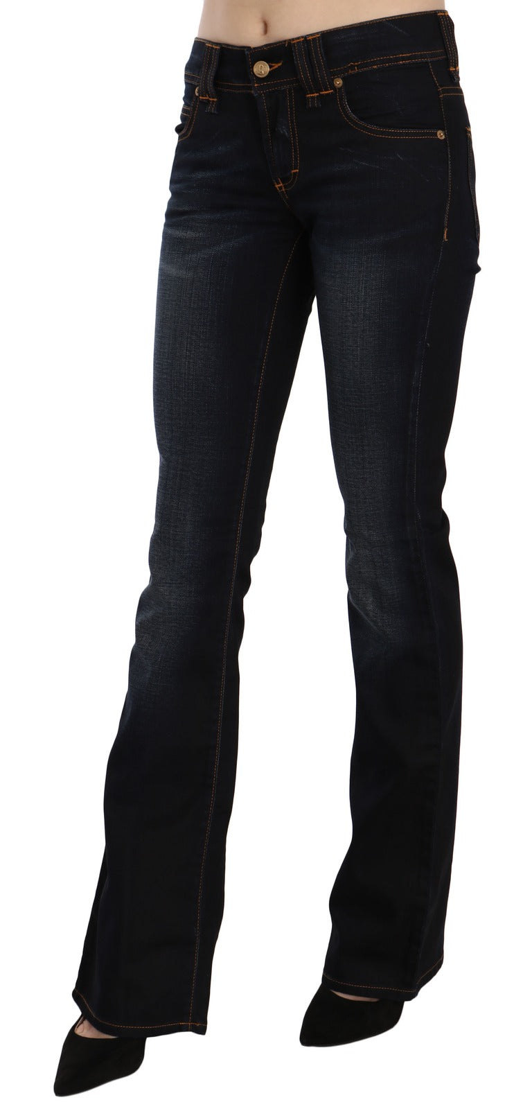 John Galliano Blue Washed Mid Waist Regular Leg Boot Cut Denim Women's Jeans