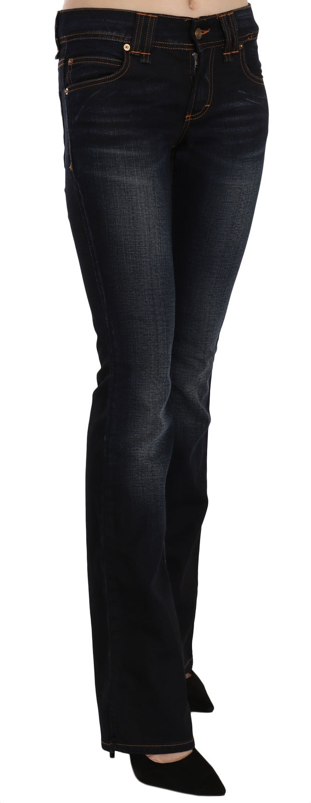 John Galliano Blue Washed Mid Waist Regular Leg Boot Cut Denim Women's Jeans