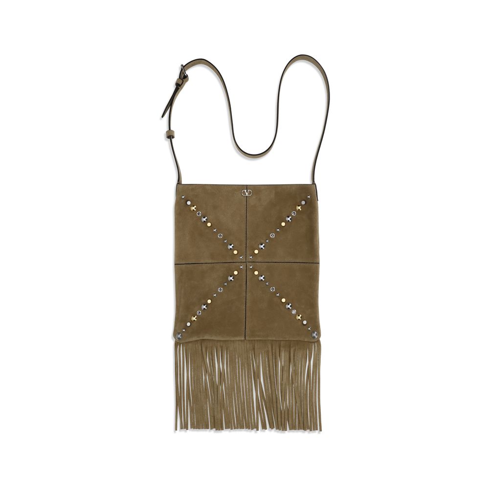 Valentino Garavani Beige Calf Leather Bos Taurus Shoulder Men's Bag