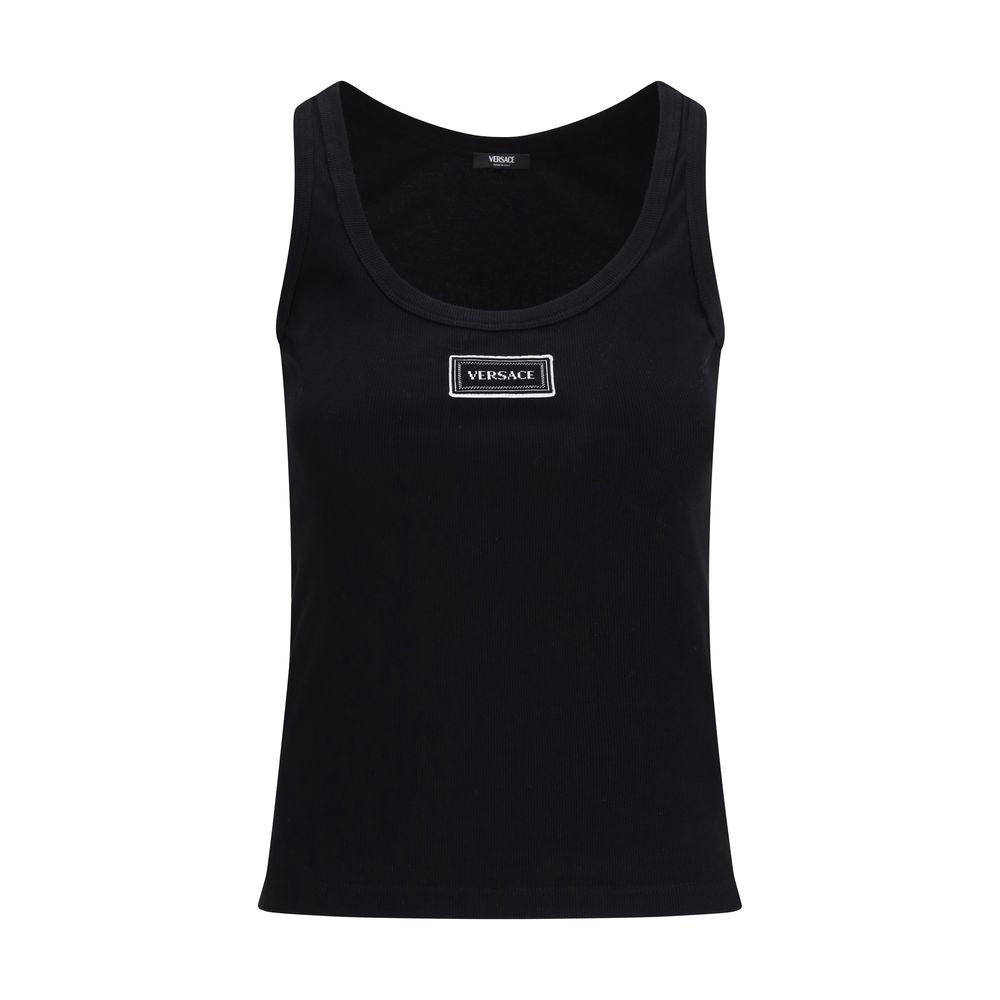 Versace Black Cotton Tank Women's Tops