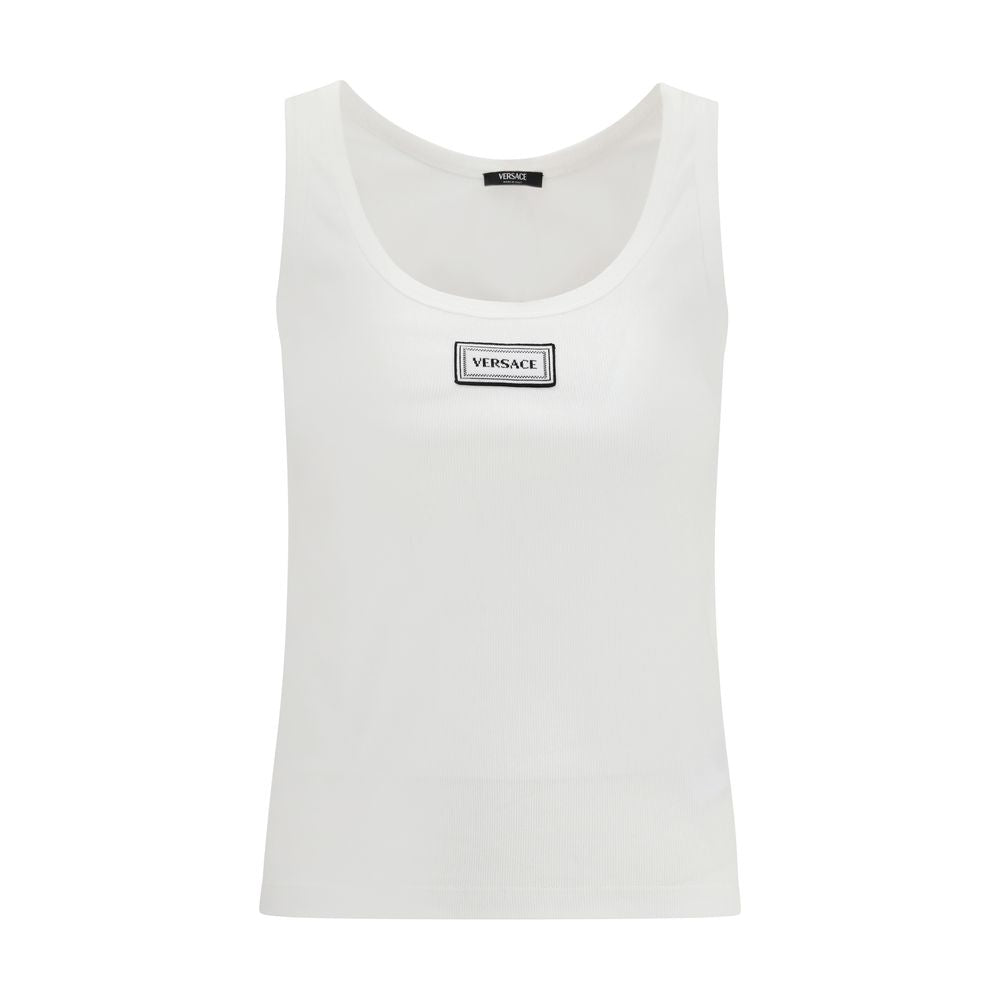 Versace White Cotton Tank Women's Tops
