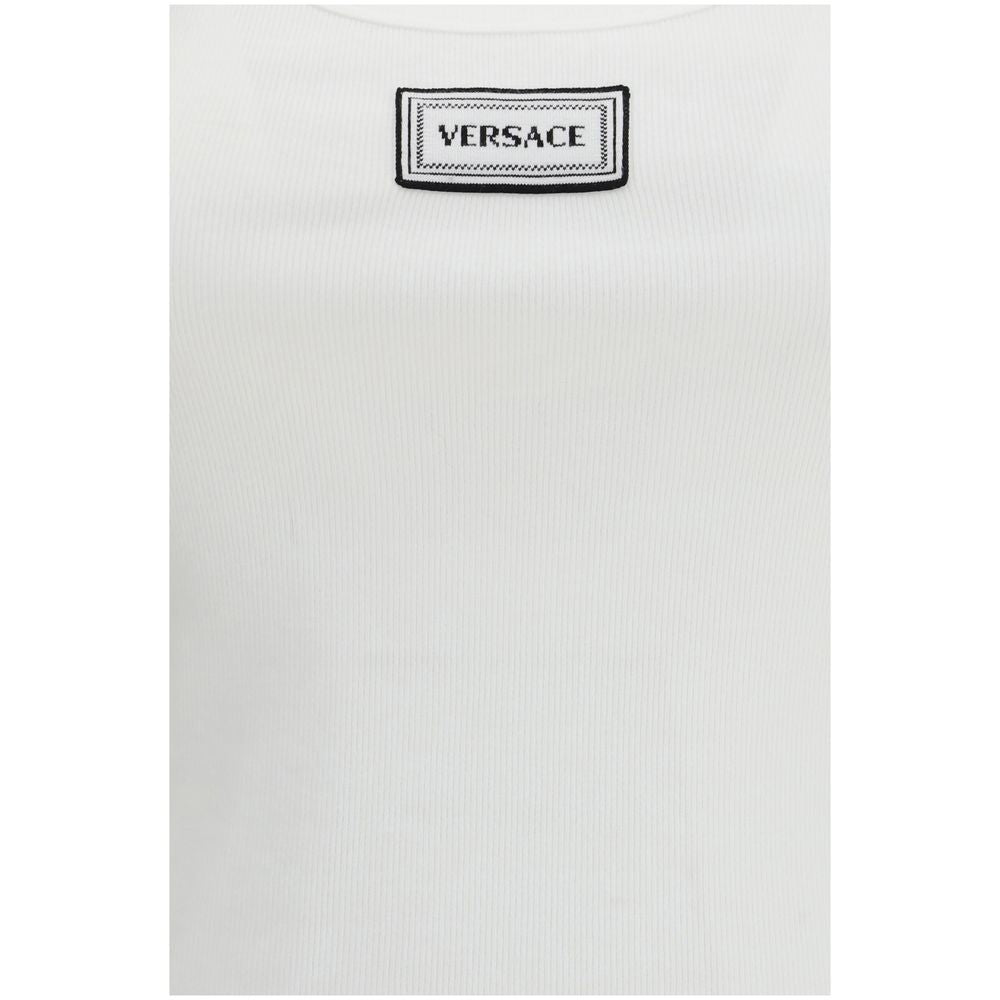 Versace White Cotton Tank Women's Tops