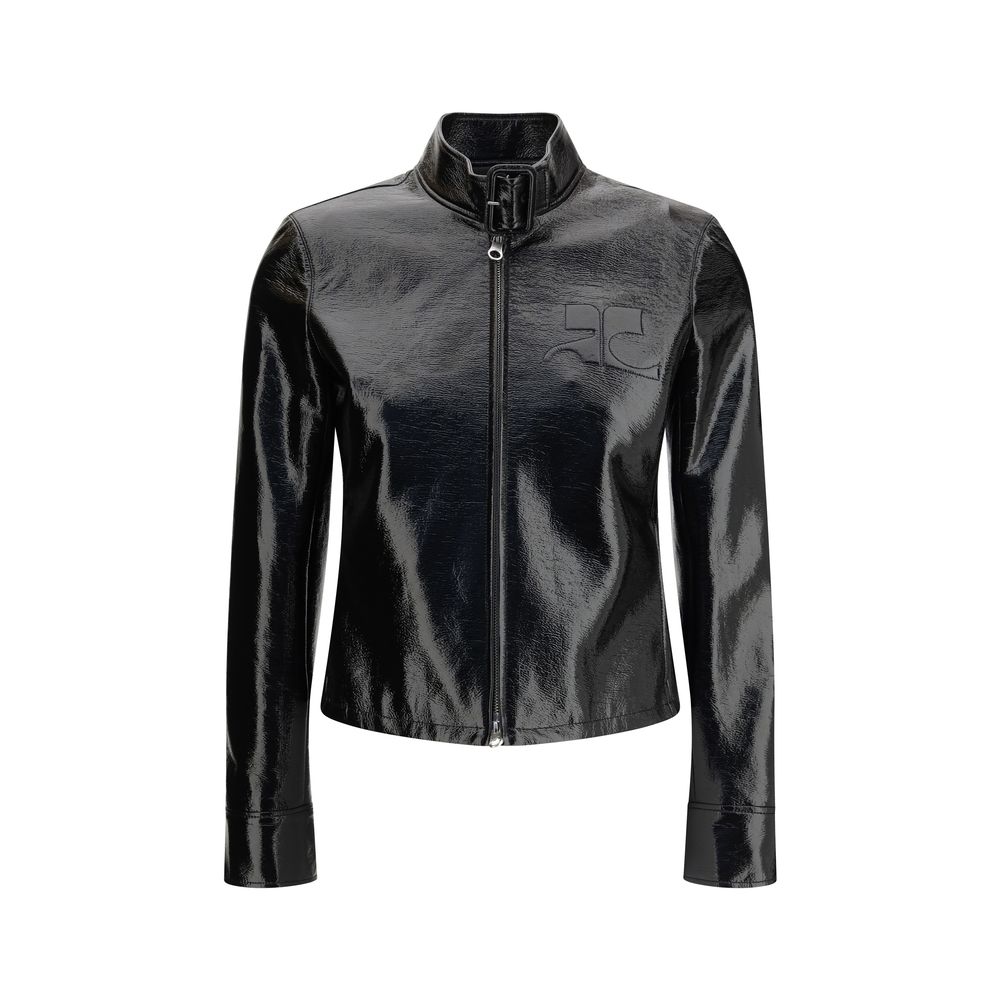 Courrèges Black Cotton Full-Length Women's Jacket