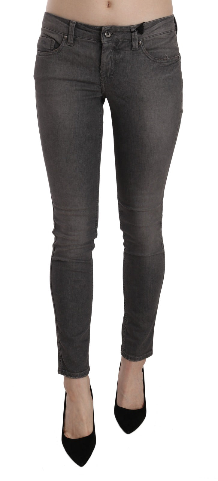 Costume National Gray Washed Low Waist Skinny Women's Jeans