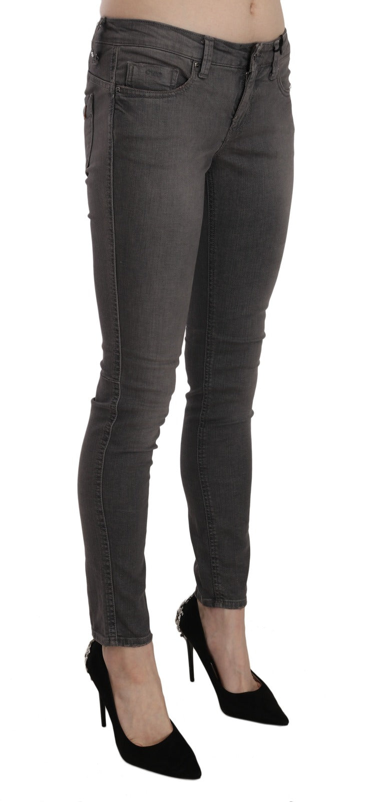 Costume National Gray Washed Low Waist Skinny Women's Jeans