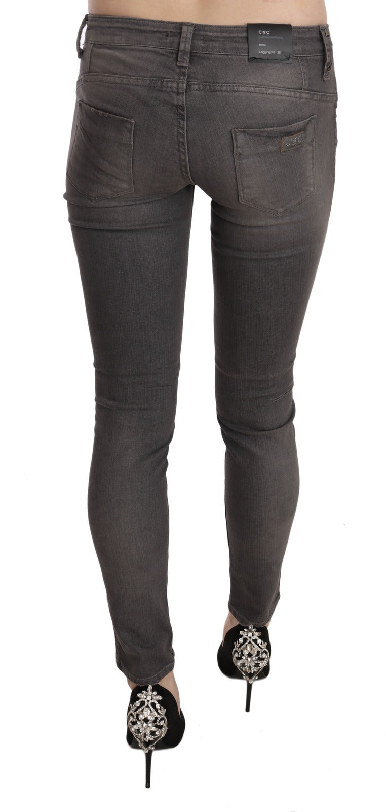 Costume National Gray Washed Low Waist Skinny Women's Jeans