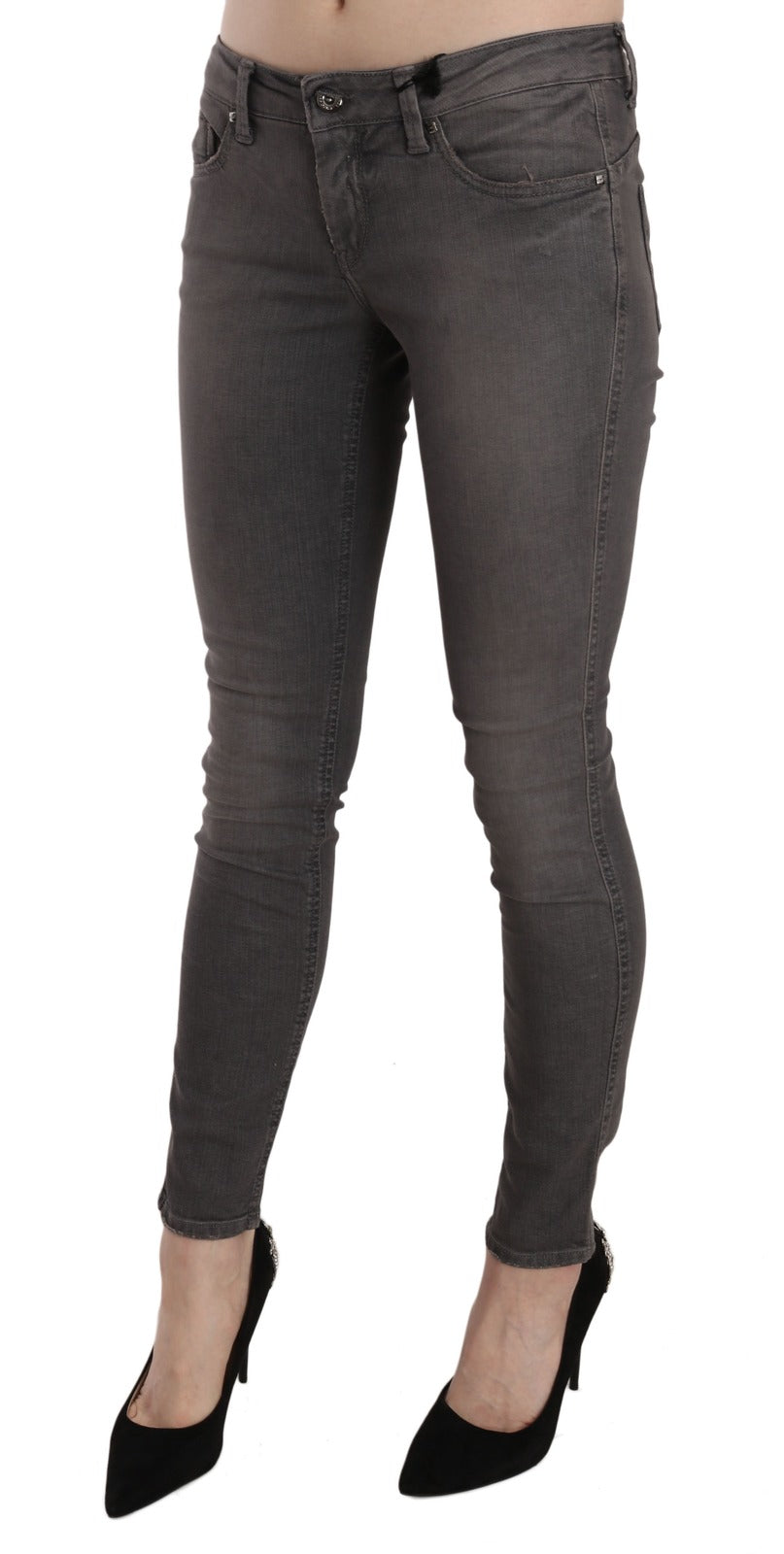 Costume National Gray Washed Low Waist Skinny Women's Jeans