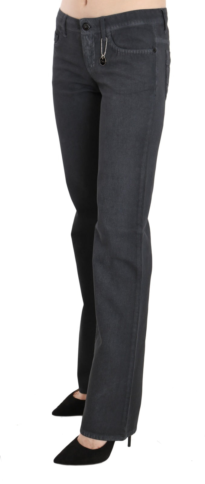 Costume National Gray Low Waist Straight Denim Pants Women's Jeans