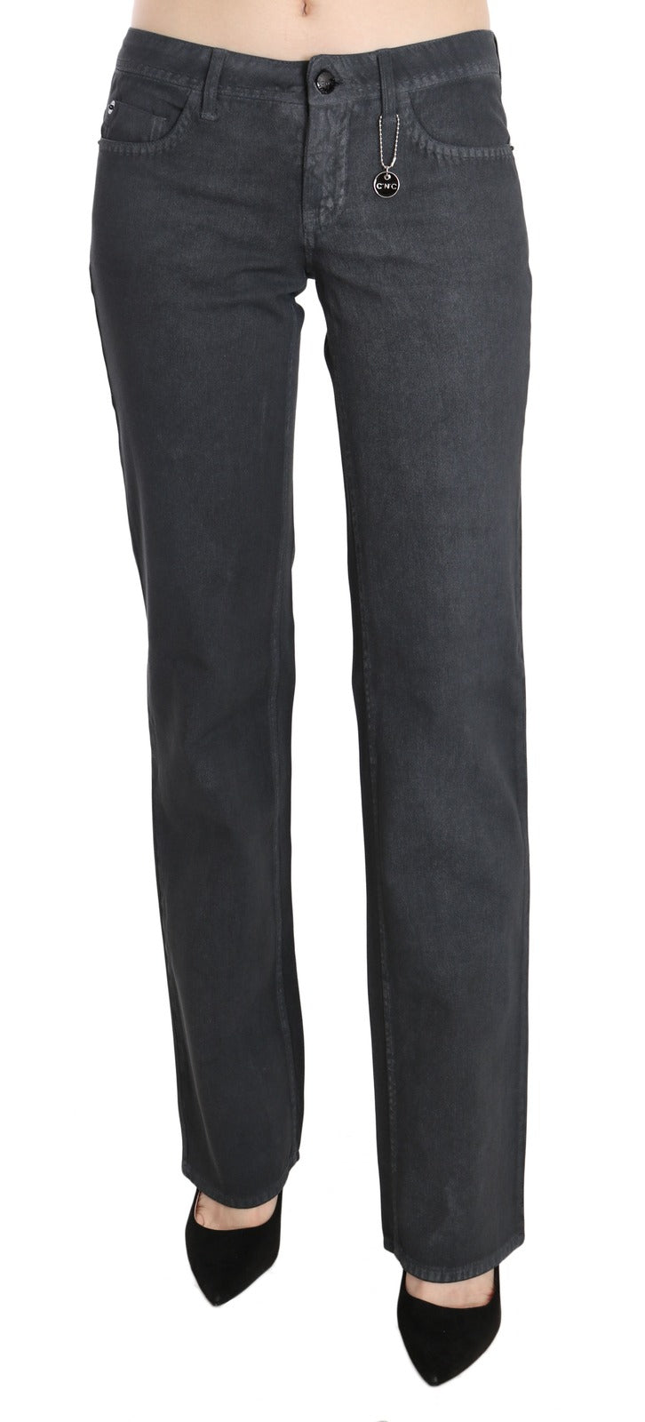 Costume National Gray Low Waist Straight Denim Pants Women's Jeans