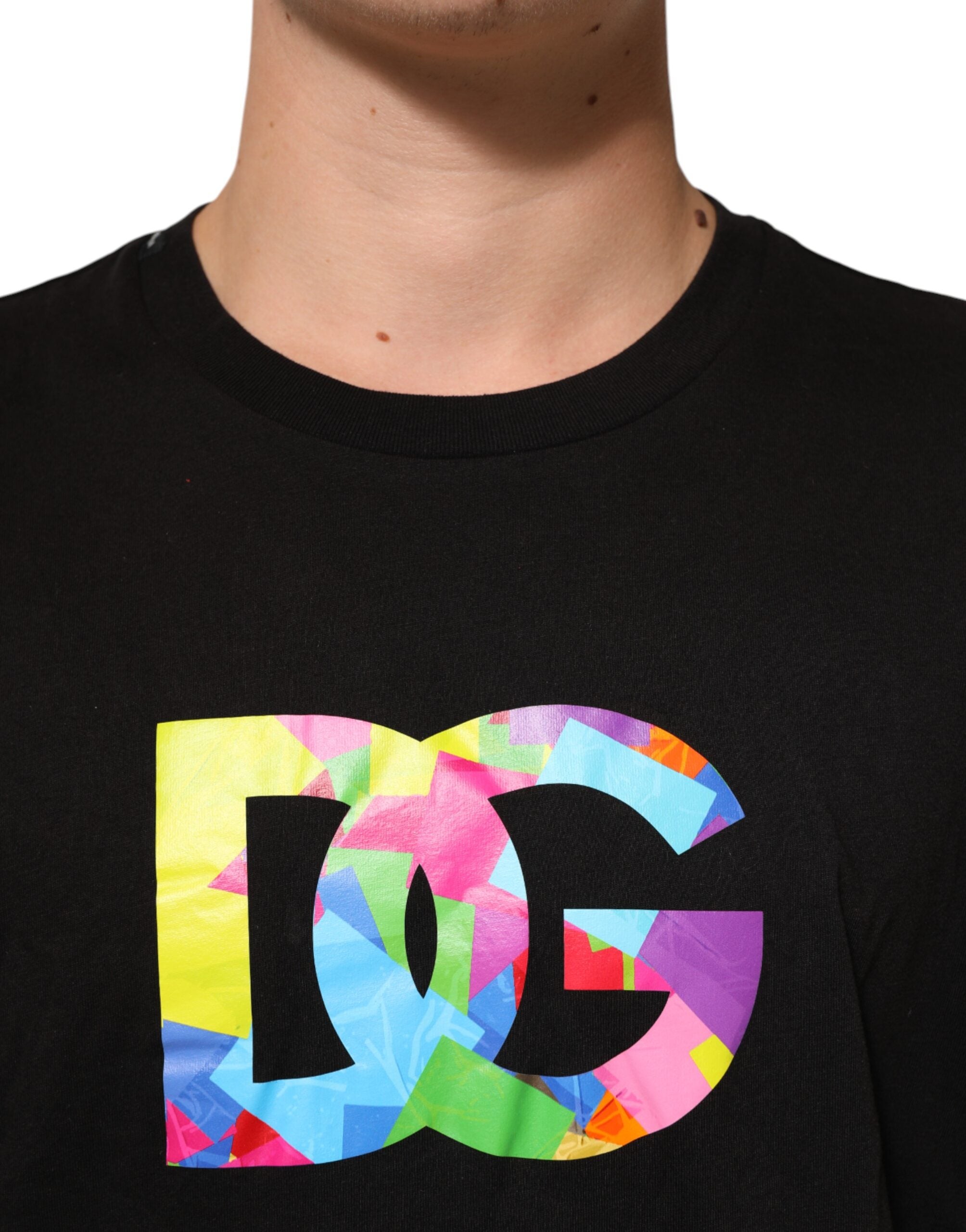 Dolce & Gabbana Black Logo Print Cotton Crew Neck Men's T-shirt
