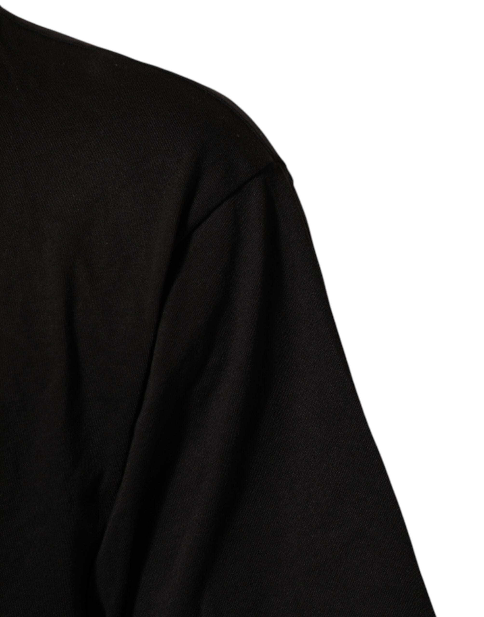 Dolce & Gabbana Black Logo Print Cotton Crew Neck Men's T-shirt