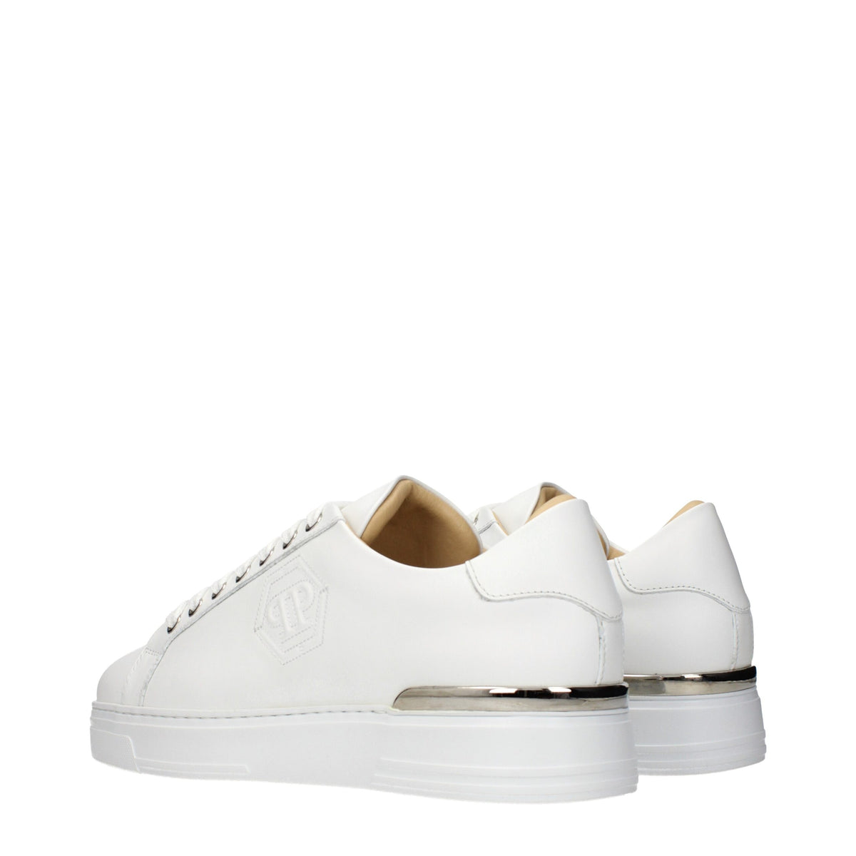 Philipp Plein White Leather Low Top Men's Sneakers