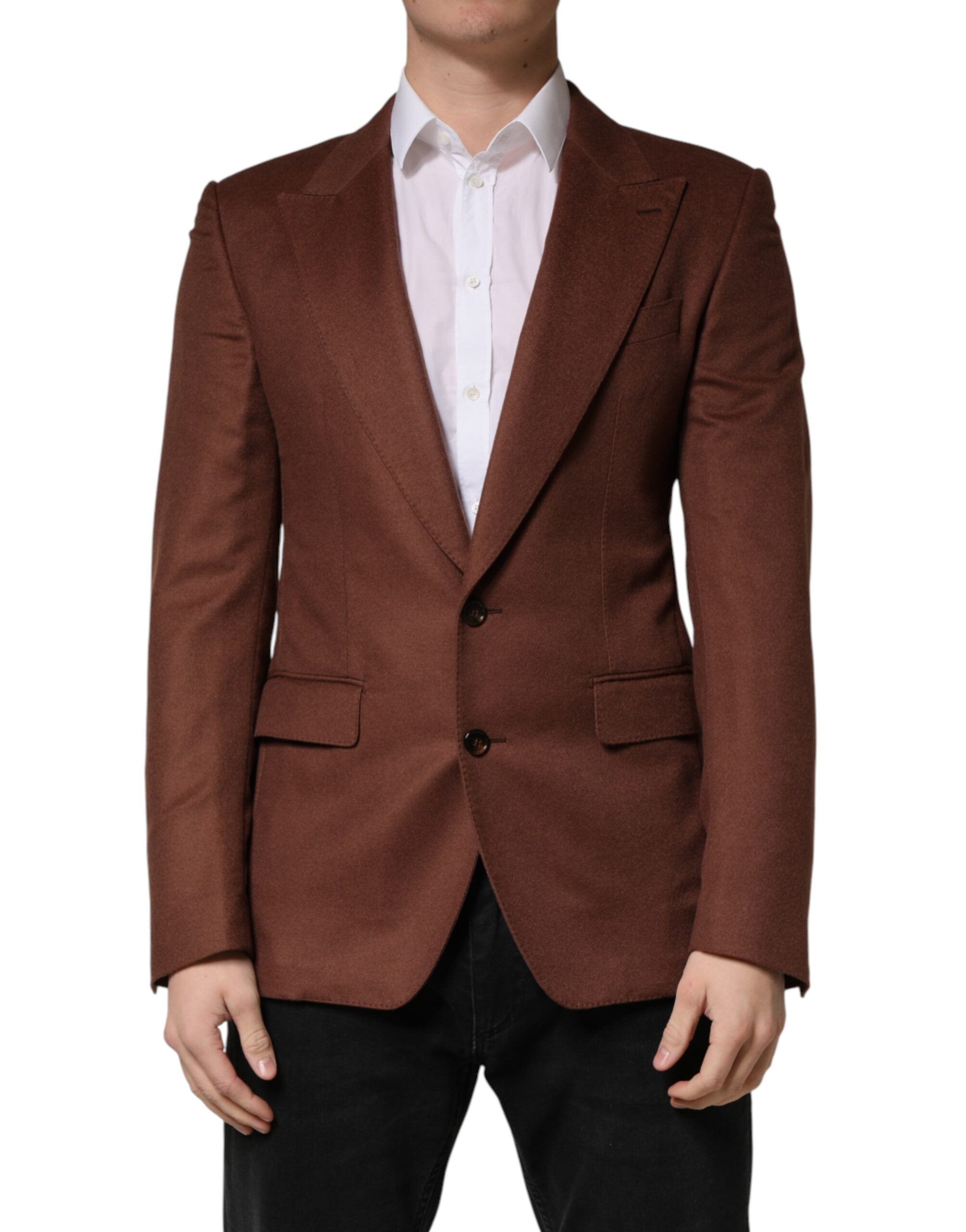 Dolce & Gabbana Brown Cashmere Single Breasted Jacket Men's Blazer