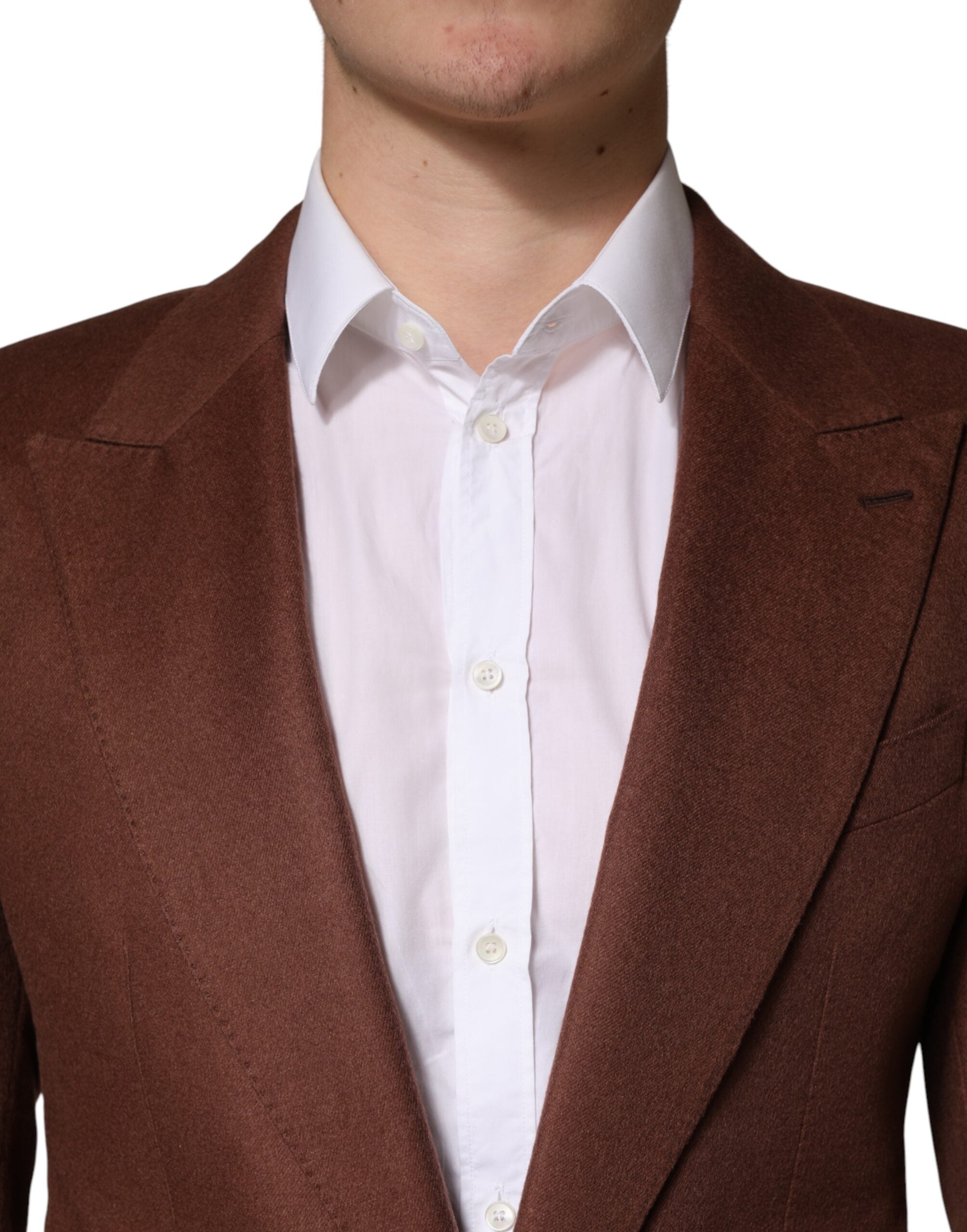 Dolce & Gabbana Brown Cashmere Single Breasted Jacket Men's Blazer
