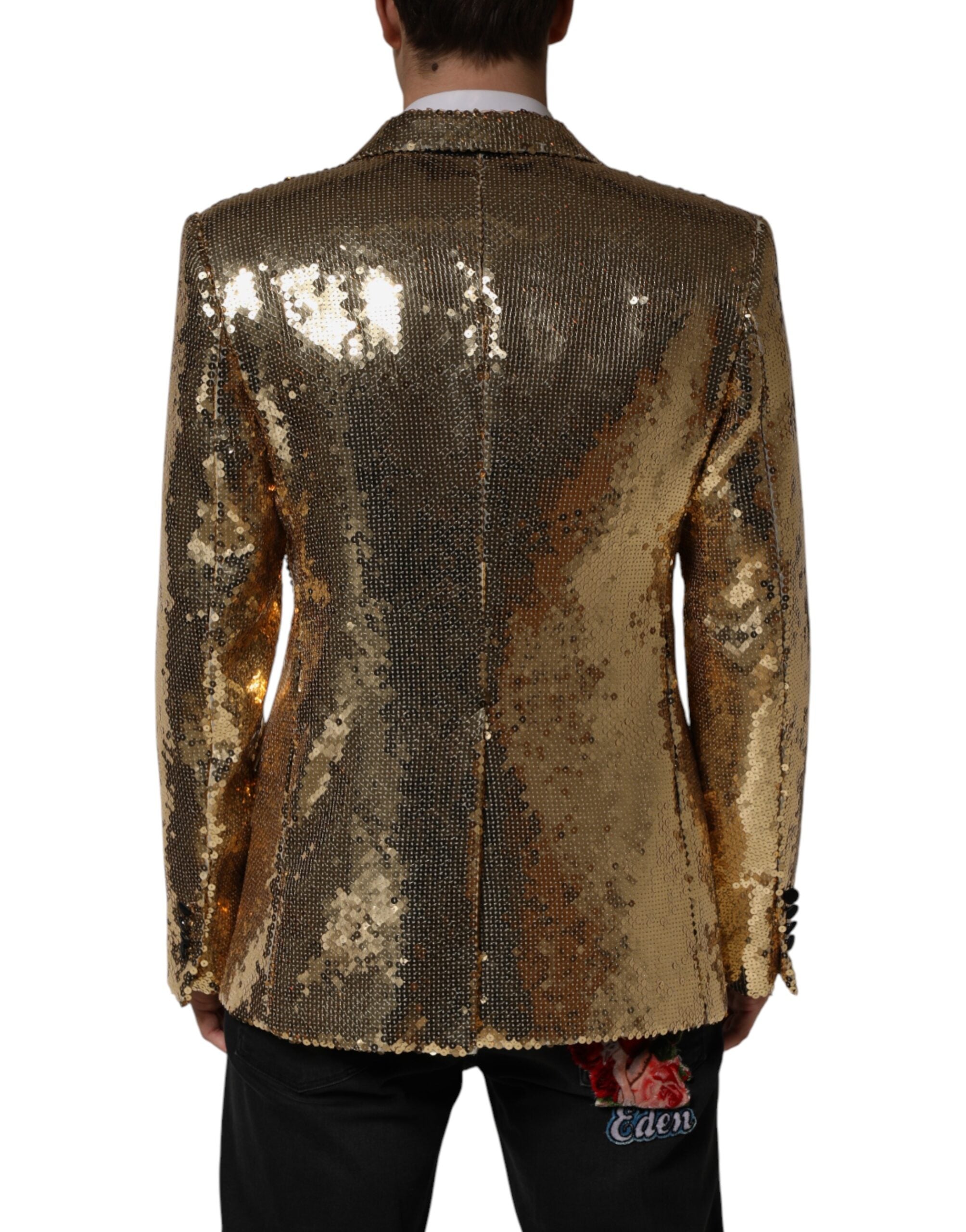 Dolce & Gabbana Gold Sequined Double Breasted Jacket Men's Blazer (Pre-Owned)