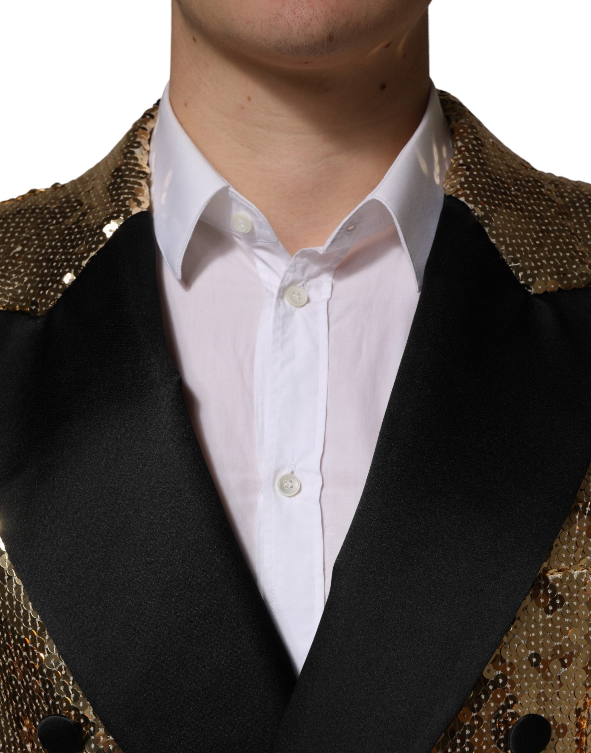 Dolce & Gabbana Gold Sequined Double Breasted Jacket Men's Blazer (Pre-Owned)