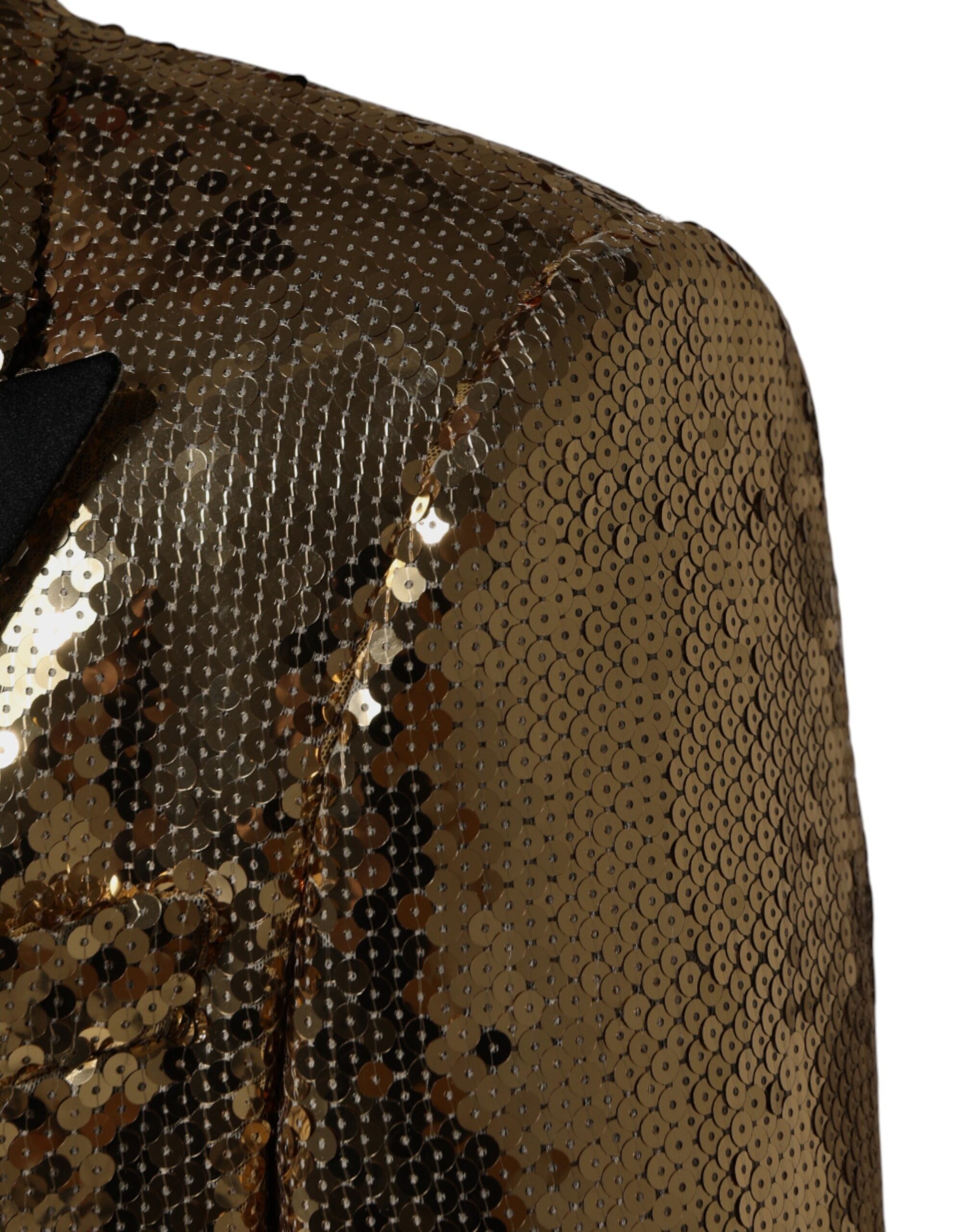 Dolce & Gabbana Gold Sequined Double Breasted Jacket Men's Blazer (Pre-Owned)