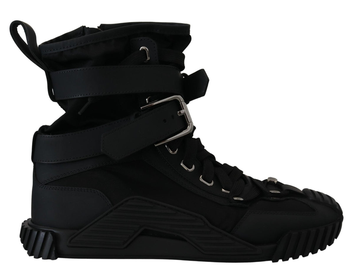 Dolce & Gabbana Sorrento Sneakers Nylon Black High Top Women's Shoes (Pre-Owned)