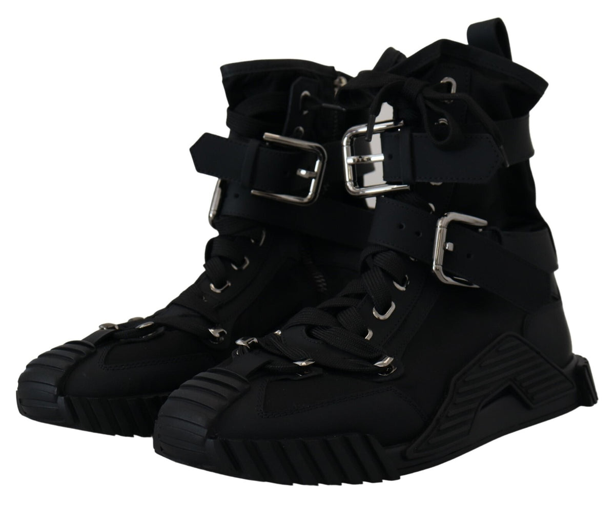 Dolce & Gabbana Sorrento Sneakers Nylon Black High Top Women's Shoes (Pre-Owned)