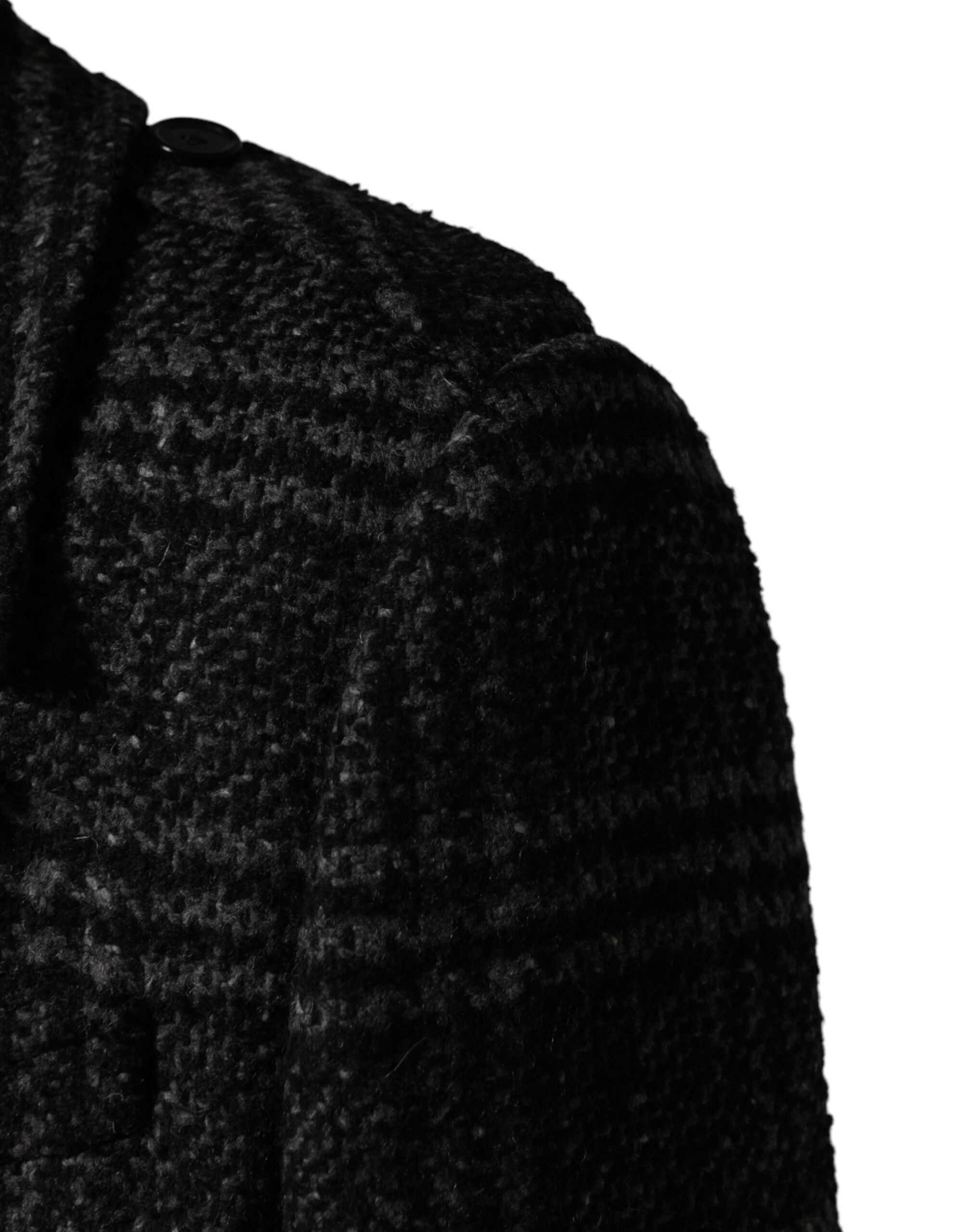 Dolce & Gabbana Grey Double Breasted Plaid Wool Coat Men's Jacket