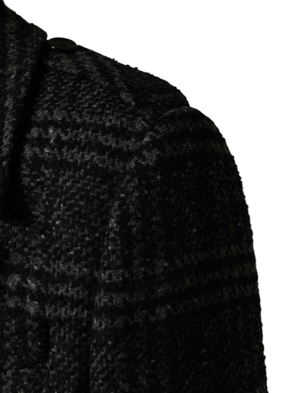 Dolce & Gabbana Grey Double Breasted Plaid Wool Coat Men's Jacket