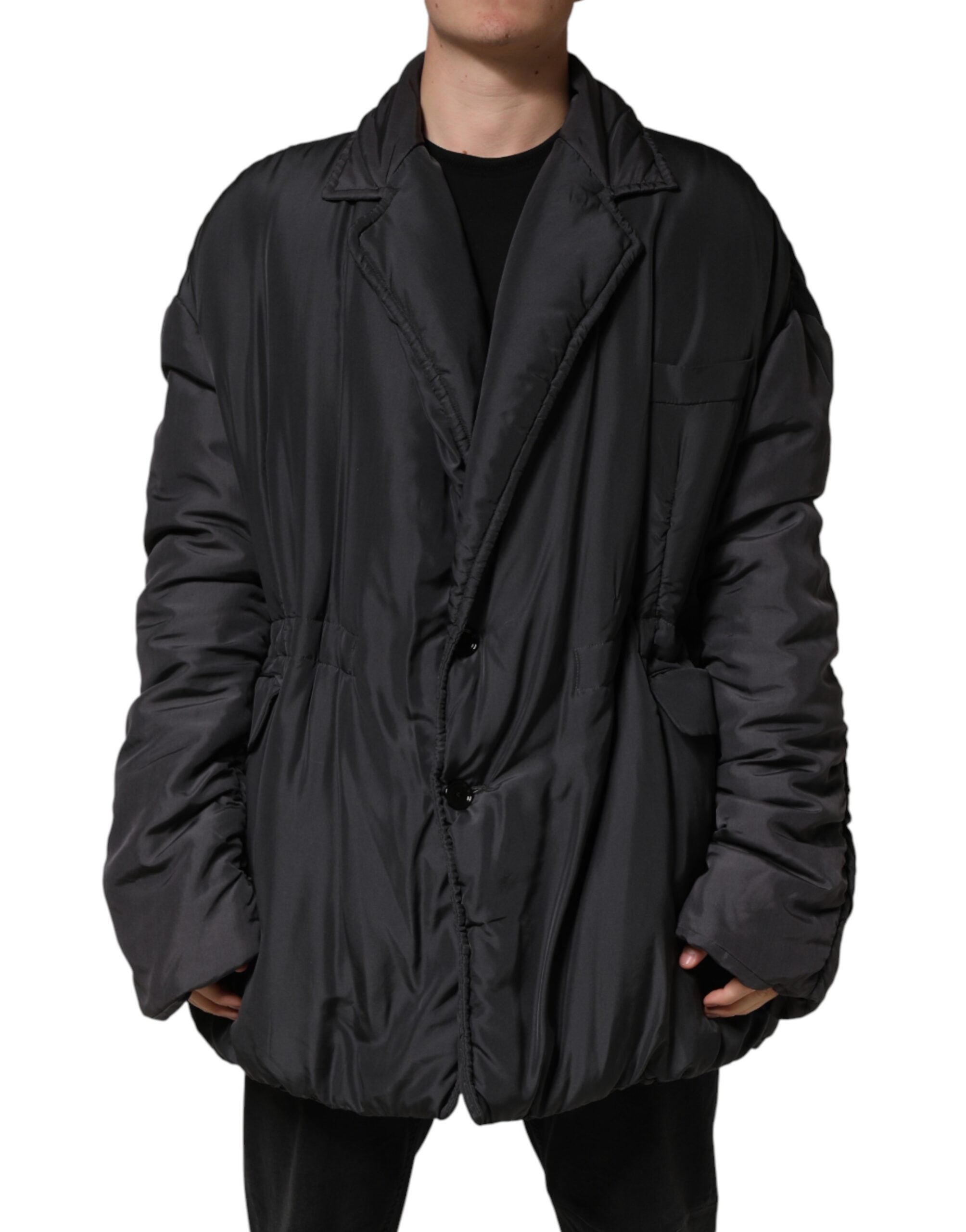 Dolce & Gabbana Black Silk Padded Parka Men Coat Men's Jacket (Pre-Owned)