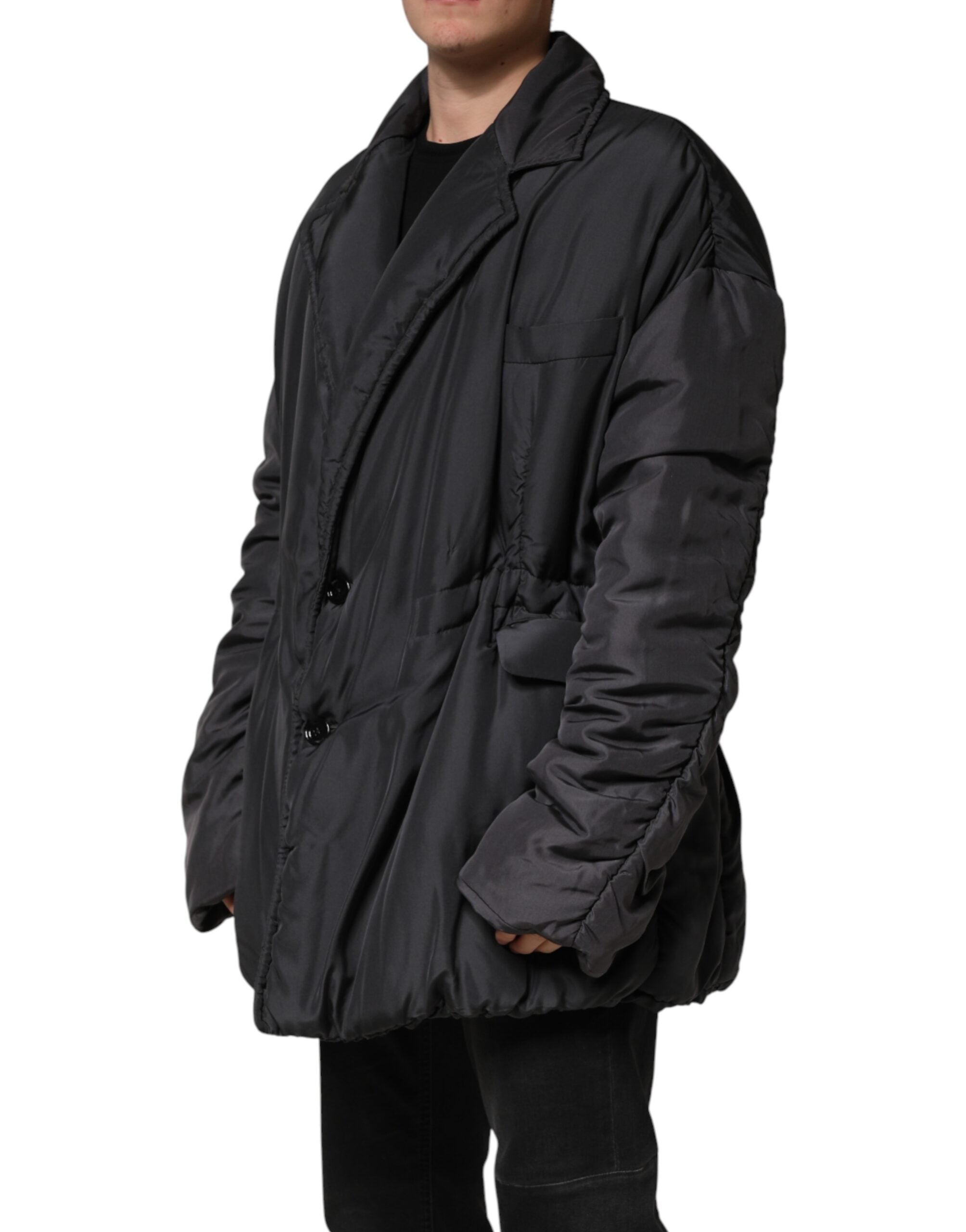 Dolce & Gabbana Black Silk Padded Parka Men Coat Men's Jacket (Pre-Owned)