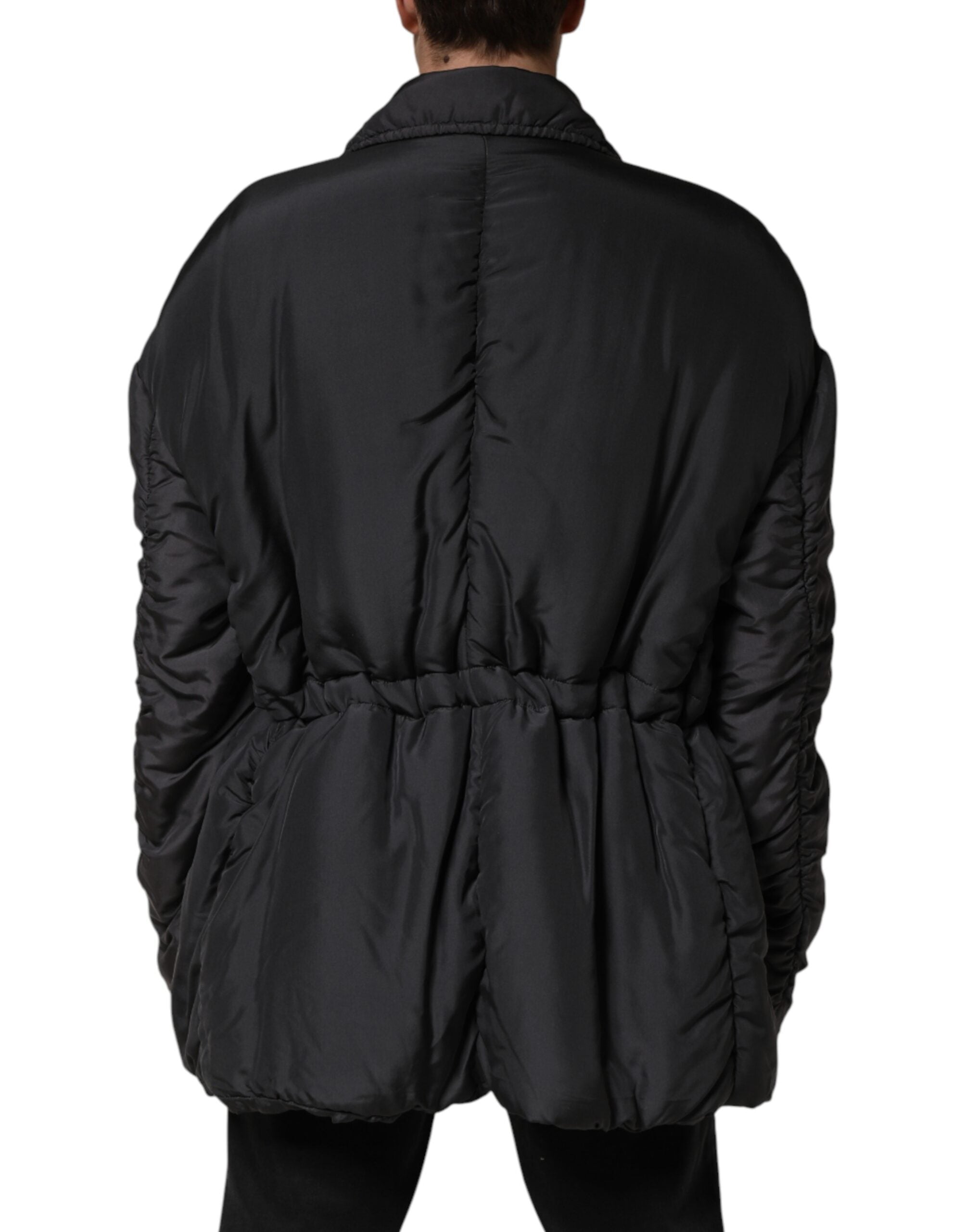 Dolce & Gabbana Black Silk Padded Parka Men Coat Men's Jacket (Pre-Owned)