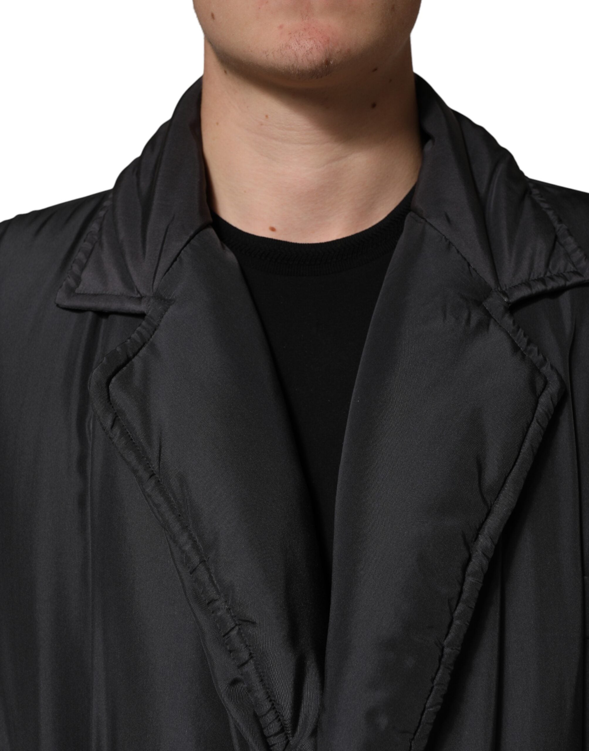 Dolce & Gabbana Black Silk Padded Parka Men Coat Men's Jacket (Pre-Owned)