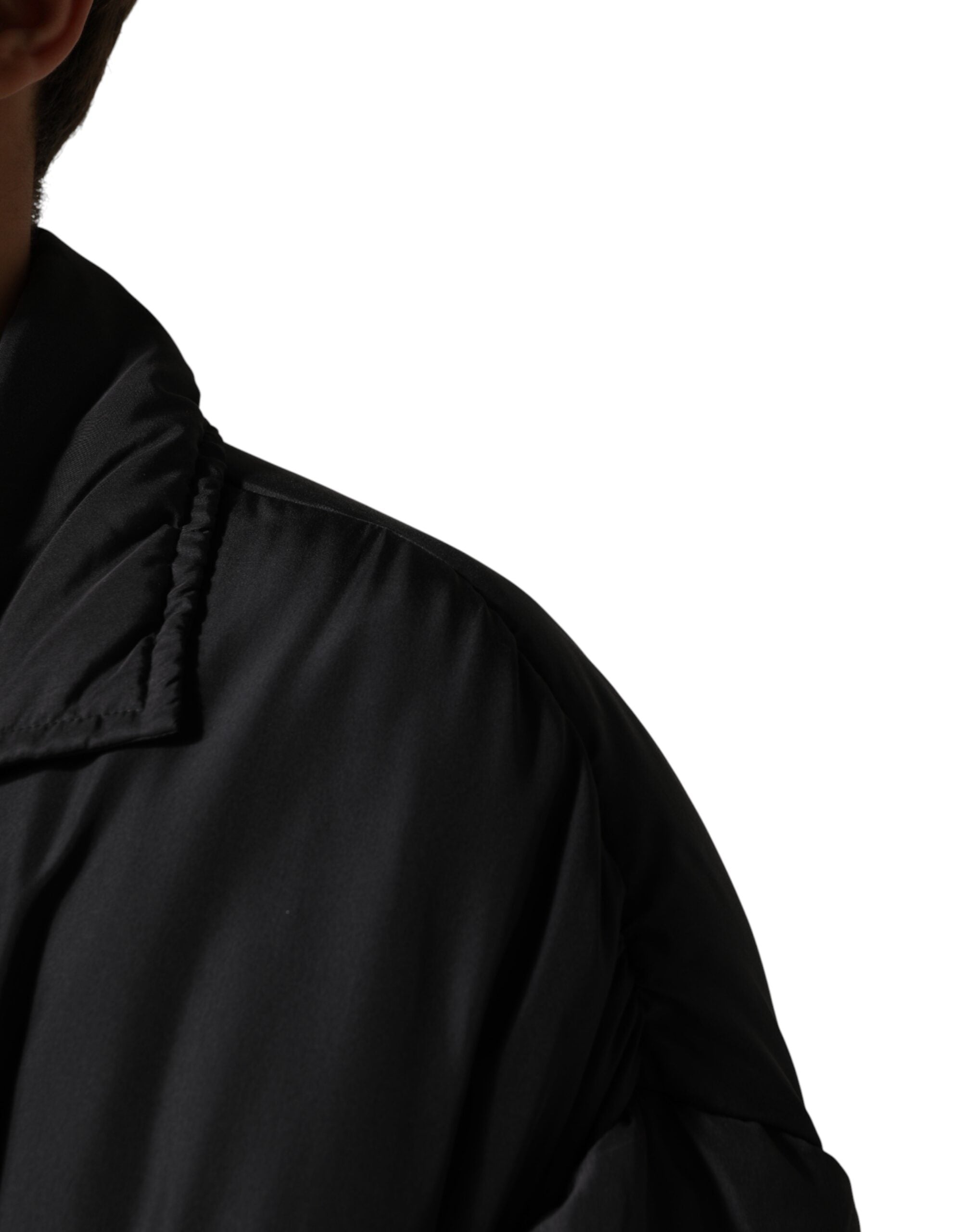 Dolce & Gabbana Black Silk Padded Parka Men Coat Men's Jacket (Pre-Owned)